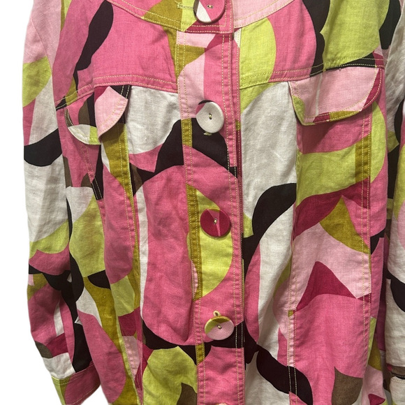 Focus 2000 Linen Colorblock Blazer Plus Size 24W - Picture 5 of 9